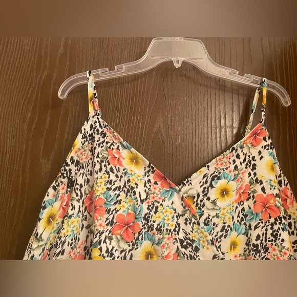 TOXIK 3 -PLUS SIZE 2X -FLORAL SEXY ROMPER SHORTS- VIBRANT - Picture 2 of 10